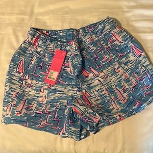 Lilly Pulitzer shorts, s , blue, pink, NWT, 100 linen